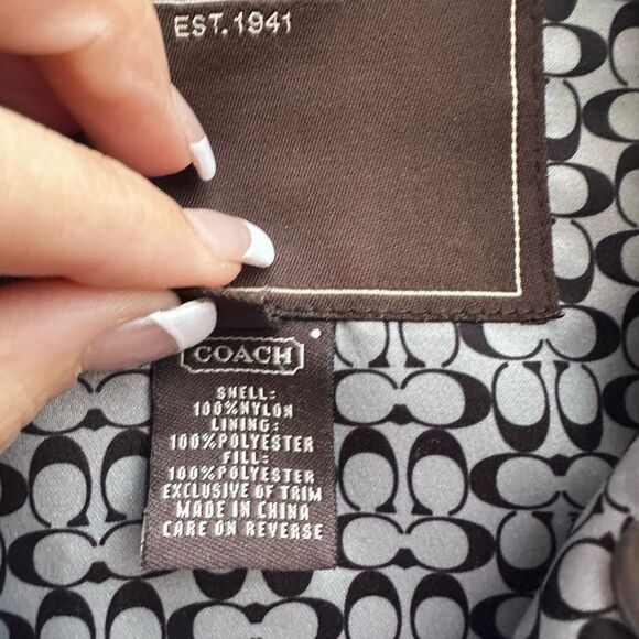 Coach Quilted Snap Front Jacket Black Signature Lined Coat Women’s Small - Picture 5 of 8